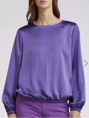 Chico's Violet Satin Blouson Long-Sleeve Top